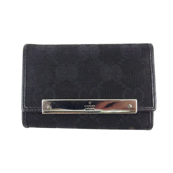 GUCCI Key Case GG Canvas Canvas x Leather Authentic - Picture 1 of 10